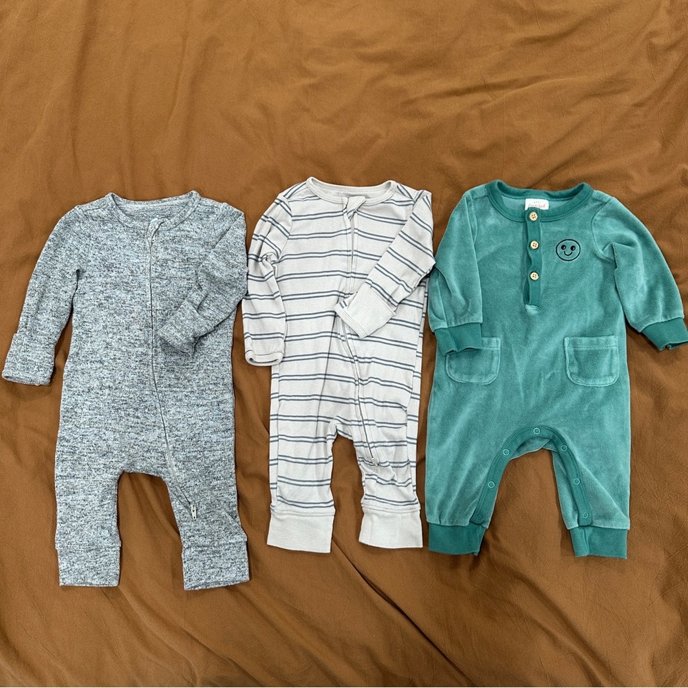 Set of Three Infant Long Sleeve Onesies